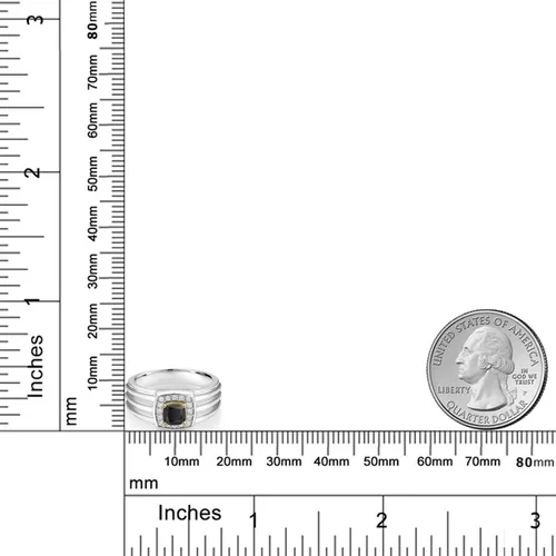 Miniatura 3 de Gem Stone King Anillo de piedra preciosa de 0.197 in para hombre con piedra natal y diamantes cultivados en laboratorio para hombre, juego en plata