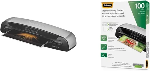 Fellowes Saturn 3i 125 Máquina laminadora térmica con kit de inicio de bolsa de laminación autoadhesiva, bolsas de laminación térmica de 12.5