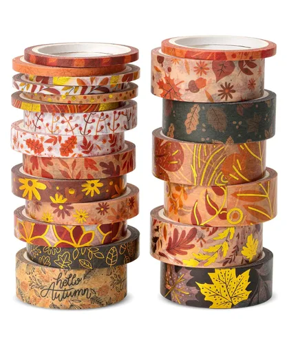 Mr. Pen - Juego de cintas washi, 21 rollos, hojas de otoño, cinta decorativa, cintas washi, cinta para álbum de recortes, cinta washi para álbum de
