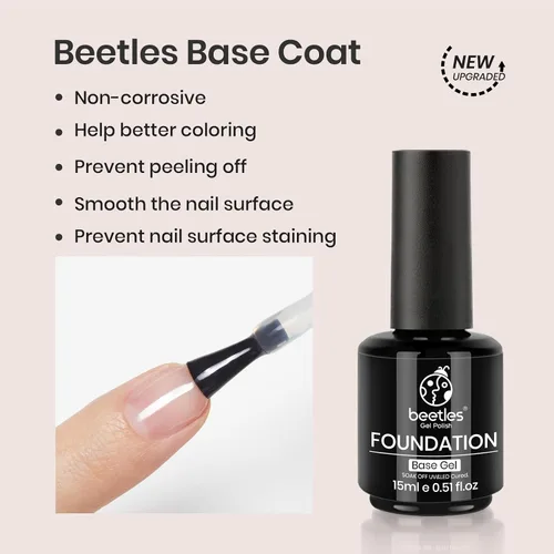 Miniatura 5 de Beetles - Juego de 3 esmaltes de uñas de gel blanco lechoso que no se limpia, capa superior y base de 0.5 onzas líquidas, color nude gelatina de Gel