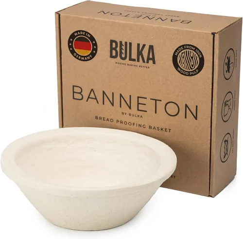 Miniatura 11 de Bulka Cesta grande redonda de 9 pulgadas con ranura de 2.2 lbs, pulpa de madera prensada, cesta a prueba de masa madre – Cuenco antiadherente a