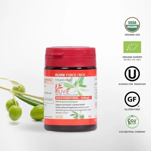 Miniatura 2 de Cápsulas de extracto de hoja de olivo orgánico Olivie Force/Rich Suplemento de polifenol antioxidante para adultos Suplemento de apoyo