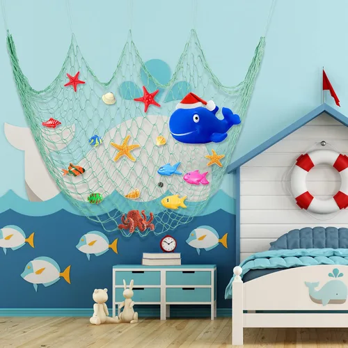 Miniatura 6 de Shappy 2 redes decorativas de 80 x 40 pulgadas, red para colgar en la pared para sirena, pirata, náutico, decoración de fiesta bajo el mar, temática
