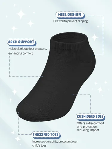 Miniatura 5 de URATOT 24 pares de calcetines de corte bajo para niños Calcetines tobilleros atléticos de media amortiguación para niños o niñas