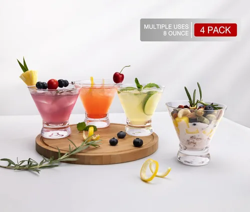 Miniatura 5 de LUNA & MANTHA - Juego de 4 vasos de Martini sin tallo, vasos de cóctel de Martini para Margarita, Manhattan, Cosmopolitan, bar en casa, fiestas