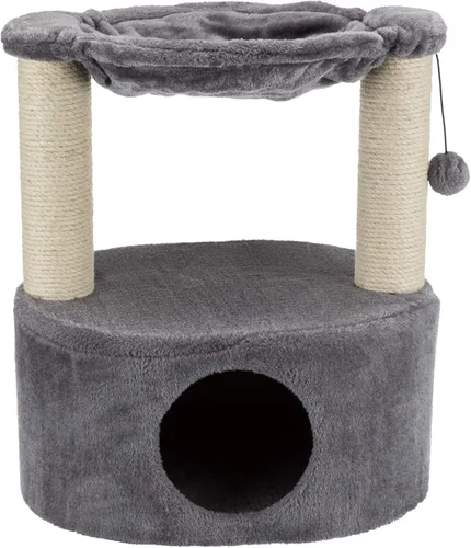 Trixie Baza Grande - Árbol para gatos de 24 pulgadas, dos postes rascadores de sisal, condominio para gatos y hamaca, juguete colgante para gatos