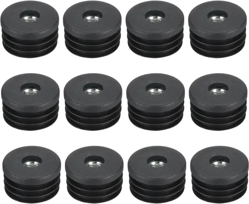 Miniatura 19 de Uxcell 4 piezas de insertos roscados M8 para tubo redondo de 0.748 in/0.75 pulgadas, insertos de plástico negro para tapas de extremos de silla