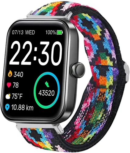 Miniatura 10 de Lamshaw Correa de repuesto ajustable de nailon elástica compatible con SKG V7 Smart Watch/TOZO S2 1.732 in Watch/Boean ID207 Watch/GGZZ ID207 Arco