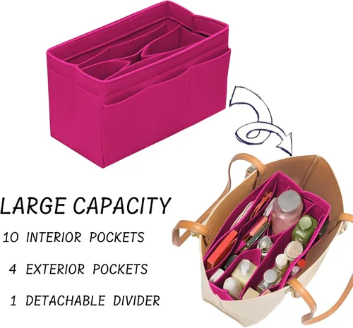Miniatura 5 de Organizador de monedero inserto bolsa de fieltro organizador de bolso para bolsa de mano se adapta a LV Speedy Neverfull Longchamp