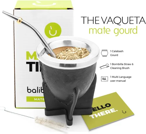 Miniatura 2 de BALIBETOV Juego de calabaza Yerba Mate – Taza mate envuelta en cuero hecha a mano (Vaqueta) con popote de acero inoxidable y cepillo de limpieza
