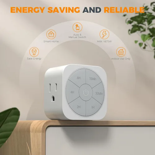 Miniatura 5 de Paquete de 1 enchufe temporizador para interiores, temporizadores de cuenta regresiva para enchufes eléctricos de hasta 6H para luces, plancha
