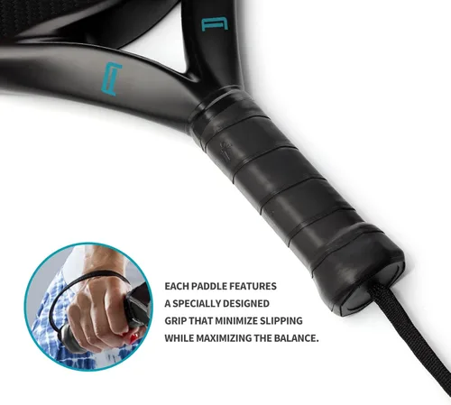 Miniatura 4 de Pala de pádel Superficie de Fibra de Carbono con núcleo de espuma EVA Memory Flex Pala de pádel ligera Azul cielo 2 piezas