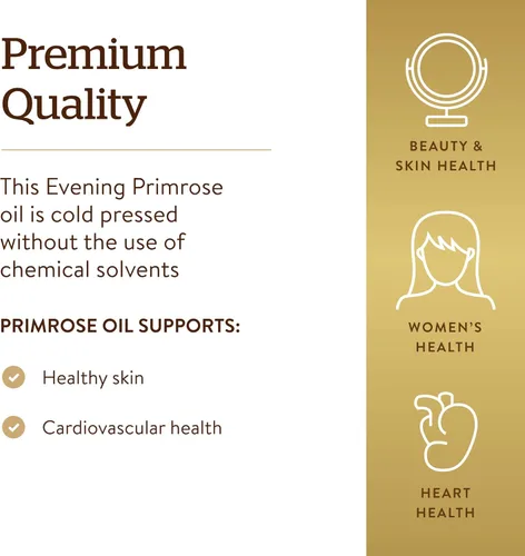 Miniatura 4 de Solgar Aceite de onagra de 500 mg, 180 cápsulas blandas, promueve una piel saludable y la salud cardiovascular, apoyo nutricional para mujeres, sin