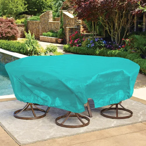 Miniatura 21 de Bynbbur Funda impermeable para muebles de patio de 13 pies con dobladillo de cuerda de alambre en todos los bordes, fundas redondas para piscina