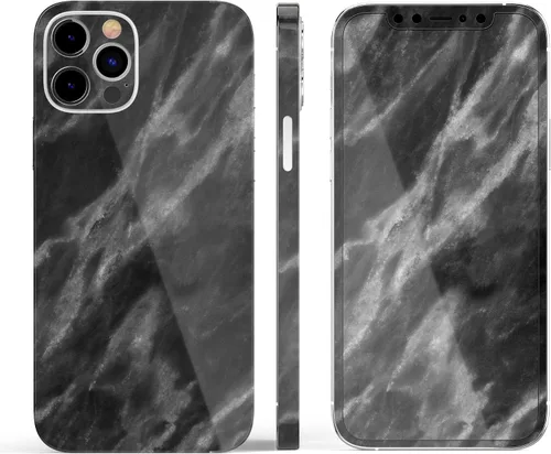 Miniatura 3 de DesignSkinz Kit de calcomanías de cuerpo completo compatible con iPhone 15 Plus, mármol blanco y negro