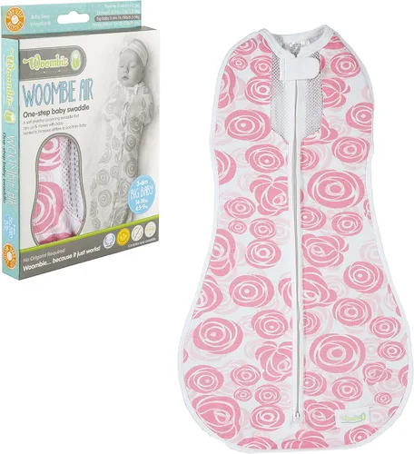 Woombie Baby Air Nursery Swaddling Mantas para bebés Rosas rosa/blancas