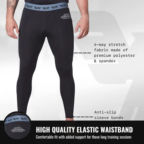 Miniatura 2 de Elite Sports Leggings BJJ Spats para hombre, los mejores pantalones de compresión Jiu Jitsu MMA sin Gi Spat para hombre