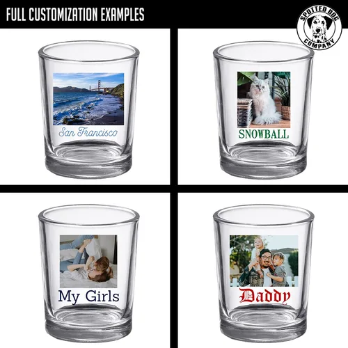 Miniatura 7 de Paquete de 2 vasos de chupito de 2.5 onzas, regalos para papás y madres, imágenes o imágenes personalizadas: aniversarios, regalos de fiesta