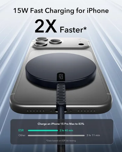 Miniatura 3 de ESR para cargador Magsafe, cargador inalámbrico de 15 W, cargador Magsafe para iPhone 17/16/15/14/13/12, AirPods 4/3/Pro/Pro 2, Galaxy S25