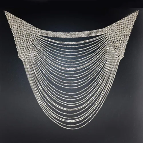 Jerler Apliques de diamantes de imitación dorados, elegantes parches de diamantes de imitación de cristal para coser en vestido de novia, ideal para