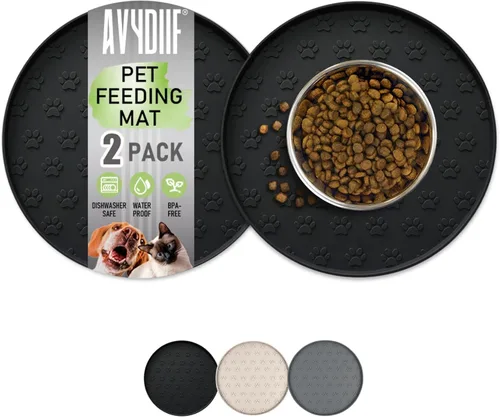 Tapetes de alimentación de mascotas, para alimentos y agua, manteles individuales antideslizantes impermeables para perro y gato, paquete de 2