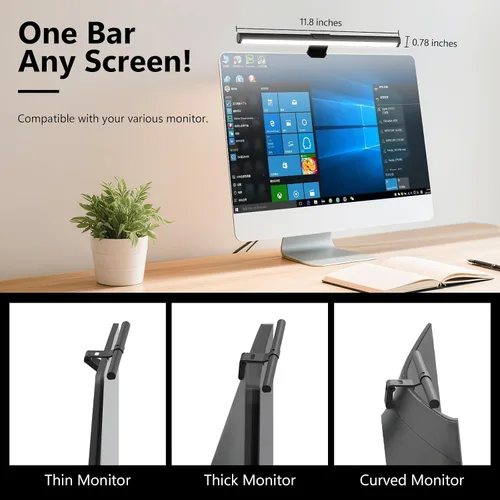 Miniatura 2 de Barra de luz para monitor, lámpara de lectura USB para cuidado de los ojos, luces de computadora LED de 11.8'' con iluminación ultra ancha, luz