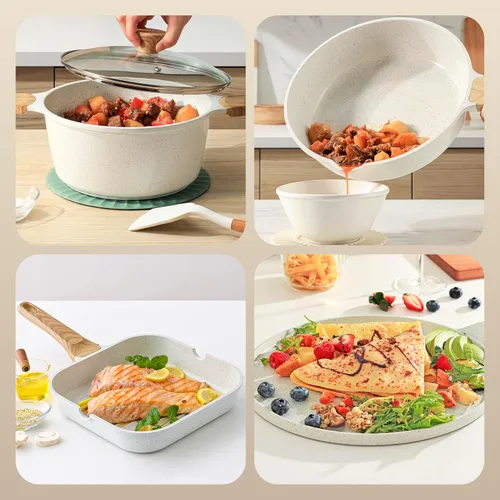 Miniatura 9 de SENSARTE Juego de utensilios de cocina de cerámica antiadherente de 23 piezas, juego de ollas y sartenes saludables, juego de cocina no tóxico