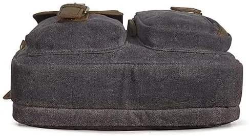 Miniatura 5 de Bolsa de mensajero de lona y cuero impermeable Bolso de hombro de cuero genuino con diseño de múltiples bolsillos regalos para hombres