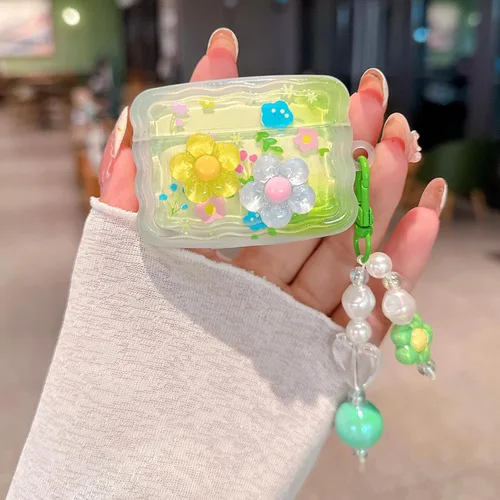 Miniatura 3 de Funda para Airpod Pro 2/1, linda flor 3D con llavero funda protectora de TPU transparente compatible con AirPods Pro de 2ª y 1ª generación, funda