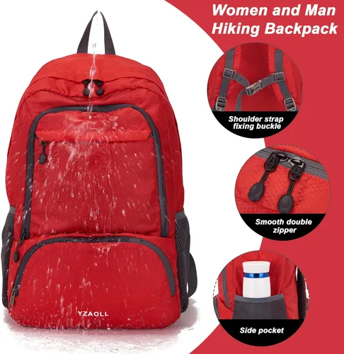 Miniatura 2 de YZAOLL Mochila de senderismo de 30 L, mochila ligera para el día, mochila plegable para mujeres y hombres, viajes, camping, vacaciones