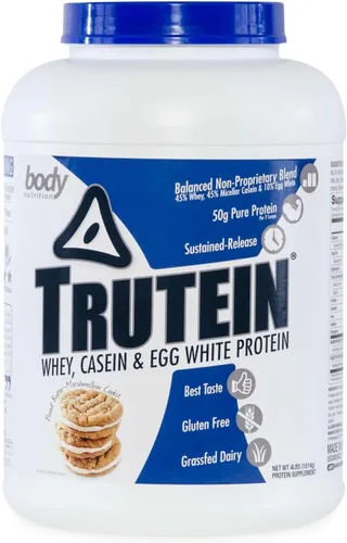 Miniatura 34 de Body Nutrition Trutein Polvo de Proteína Alto: 45% Suero, 45% Caseína, 10% Clara de Huevo, Sin Gluten, Bajo en Sodio, Polvo de Proteína de Suero