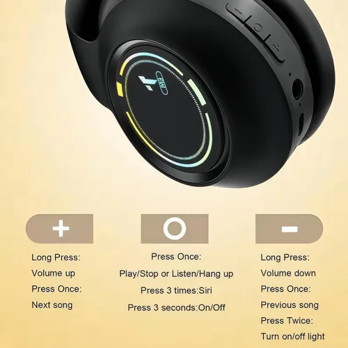 Miniatura 7 de Auriculares Bluetooth Sobre la Oreja, Auriculares Inalámbricos de Baja Latencia, Llamadas Manos Libres, Auriculares de Reducción de Ruido de Graves