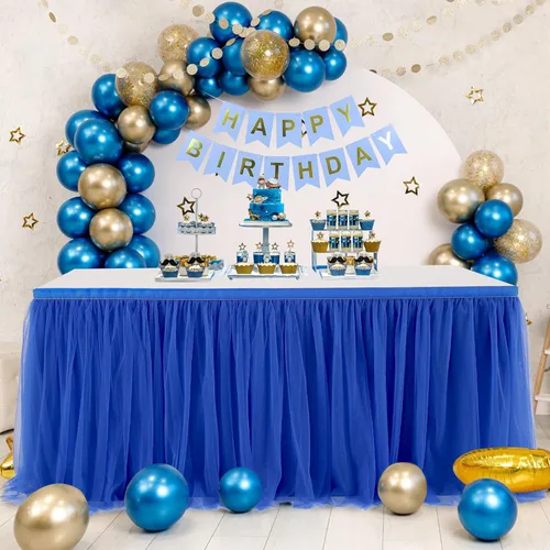 Miniatura 14 de Suppromo - Falda de mesa con tutú de calidad superior, con 3 capas de malla, plisada, de tul, para fiestas, bodas, baby shower, fiestas de Rosa