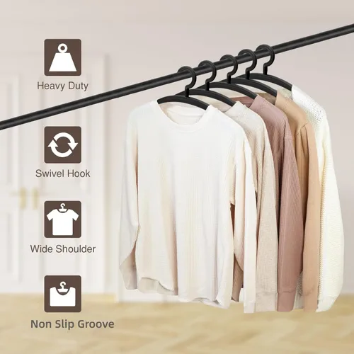 Miniatura 7 de Paquete de 10 perchas resistentes con capacidad de carga de 25 libras, colgador giratorio para ropa para trajes, perchas de hombro ancho