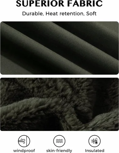 Miniatura 7 de WenVen Chaqueta de invierno cálida con forro polar para hombre, abrigo militar de algodón grueso, Beige