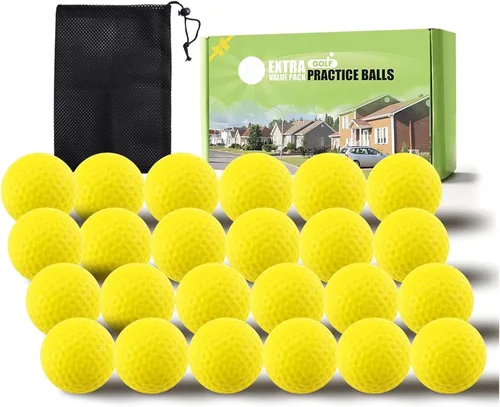 Miniatura 22 de FINGER TEN Pelotas de práctica de golf de espuma de colores, paquete de 12, 24, 50 unidades, pelota de golf ligera de vuelo limitado para interiores