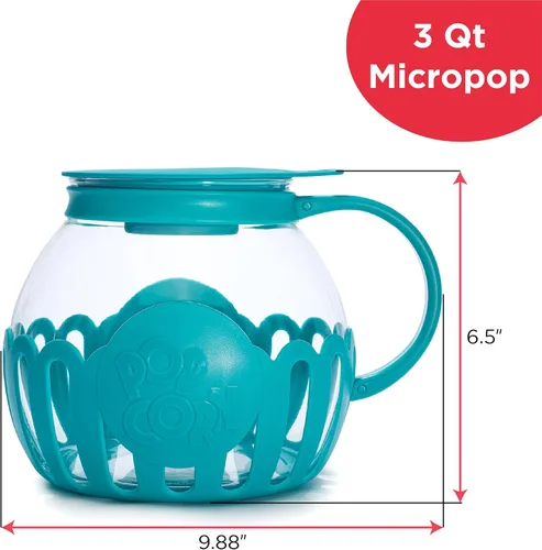 Miniatura 7 de Ecolution - Palomitero MicroPop patentado para microondas con vidrio seguro para temperatura, tapa 3 en 1 mide granos y derrite mantequilla, hecho