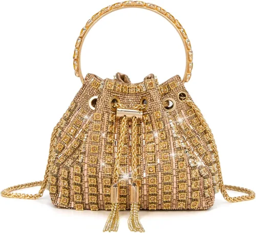 Miniatura 10 de Bolso de mano con diamantes brillantes para mujer, bolso de mano con diamantes de imitación para mujer, bolso de mano de brillo para fiesta