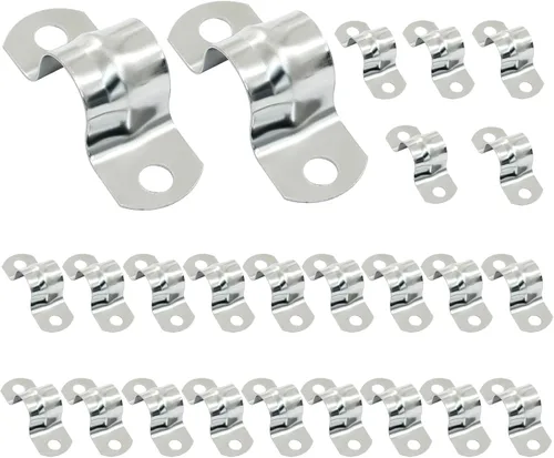 Miniatura 7 de Paquete de 10 correas rígidas M63 para tubo, 2-1/2 pulgadas, correa de cable de acero inoxidable con dos agujeros, abrazadera de conducto
