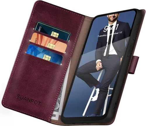 Miniatura 4 de SUANPOT Funda tipo cartera para Motorola Moto Edge 5G UW/Edge 2021 – Bloqueo RFID, funda de piel sintética para teléfono, funda a prueba de golpes
