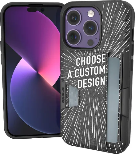 Miniatura 24 de Smartish Funda tipo cartera para iPhone 13 Pro – Wallet Slayer Vol. 2 [delgada + protectora] tarjetero con función atril - Black Tie Affair