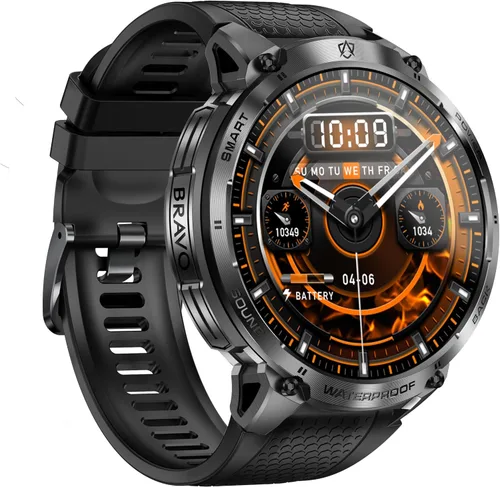 Miniatura 4 de ALPHAGEAR Bravo XL 2 Smartwatch para hombre, reloj inteligente táctico de cara grande, batería de 21 días de 720 mAh, pantalla AMOLED, linterna