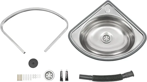Miniatura 4 de Fregadero de acero inoxidable montado en la pared de un solo cuenco, lavabo triangular grueso para fregadero pequeño para cocina, baño, lavabo