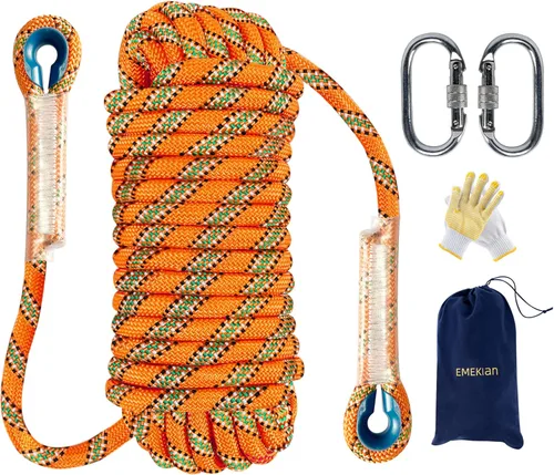 Miniatura 8 de Cuerda de escalada para interiores y exteriores, 10/12/0.551 in (32FT/49FT/65FT/98FT), cuerda de escalada en roca estática para cuerda de escape