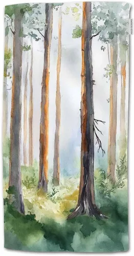 HGOD DESIGNS Toallas de mano con acuarela, árbol natural, toalla de mano suave para baño, cocina, yoga, gimnasio, toallas decorativas de 15 x 30