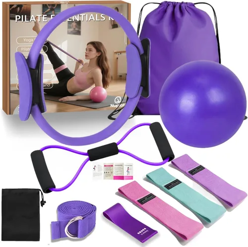 Miniatura 8 de Nuplot Kit esencial de yoga y pilates para mujer, kit de pilates Better Me para entrenamientos en casa con anillo de pilates y juego de pelotas, Rosa
