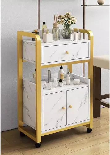 Miniatura 12 de GZHERVICES Gabinete de almacenamiento para estaciones de peluquería con ruedas, soporte multiusos para carrito de salón de belleza