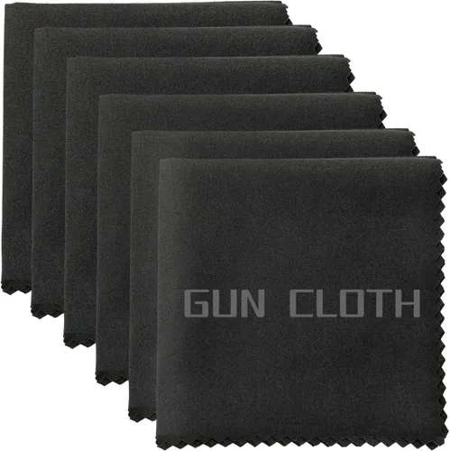 Paquete de 6 paños de limpieza de pistola de microfibra, trapos de limpieza de pistola de 12 x 12 pulgadas, trapos de limpieza reutilizables de Negro