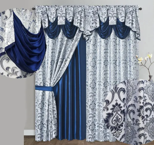 Miniatura 8 de GOHD Samba Star. Panel de cortina de ventana jacquard con cenefa elegante adjunta y respaldo de tafetán. Juego de 2 piezas. Cada pieza de 54