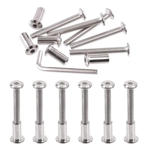 Miniatura 14 de Swpeet Kit Surtido de 25 Piezas de Tornillos de Encuadernación Plateados Chapados en Níquel M6x16mm con Cabeza Hexagonal de Casquillo, Pernos